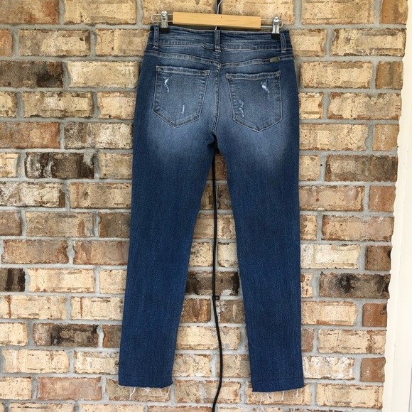 Kancan Style KC8448M Distressed Ripped Raw Hem Mid Rise Medium Wash jeans 26 - Picture 7 of 16